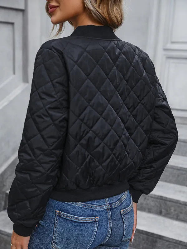 Women's Quilted Zip Up Baseball Jacket